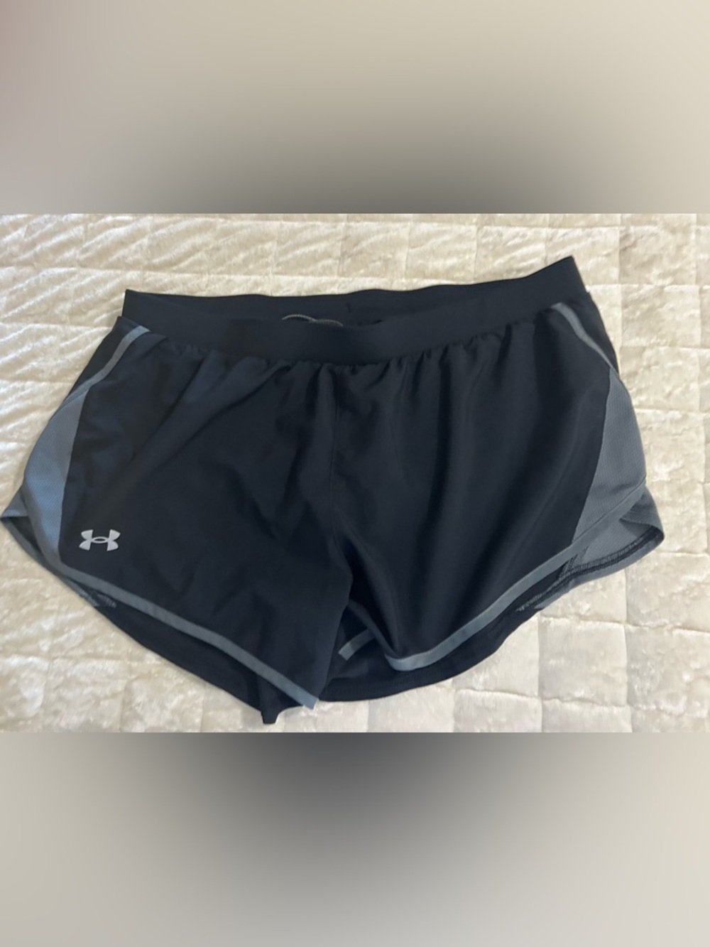 Under Armour Black Athletic Running Shorts with Gray Trim